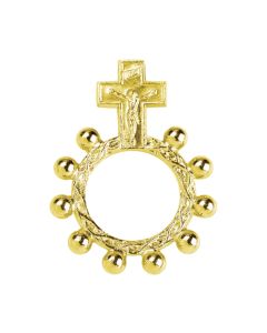 Gold Crucifix Rosary Ring-P65