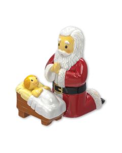 2 1/2" Santa Praying to Baby Jesus Statuette