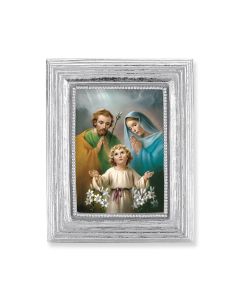 3 3/4" x 4 1/2" Silver Frame with a Holy Family Print-P65