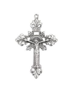 2 1/2" Silver Oxidized Crucifix in Acanthus Leaf Decoration