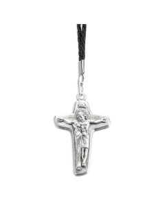 1 3/4" Antiqued Silver Oxidized Mother of Sorrows Cross on 30" Black Cord
