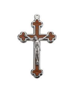 2 3/4" Cloverleaf Crucifix with Brown Inlay