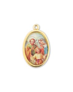 1" Holy Family Gold Finish Picture Medal