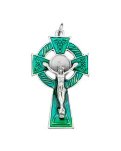 1 7/8" Green Epoxied Celtic Crucifix