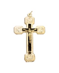 2 1/4" Gold Finished Evangelist Crucifix with Stations of the Cross on the Back