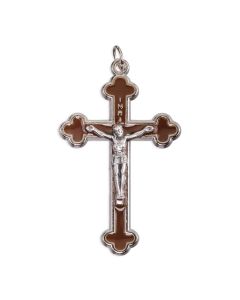 2" Silver Crucifix with Brown Epoxy