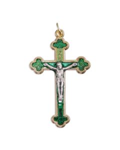 2" Gold Crucifix with Green Pearl Epoxy