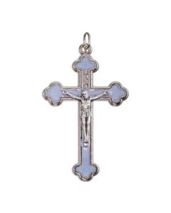 2" Silver Crucifix with Light Blue Pearl Epoxy
