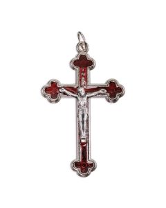 2" Silver Crucifix with Red Pearl Epoxy