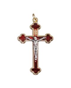 2" Gold Crucifix with Red Pearl Epoxy