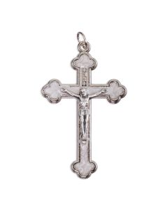 2" Silver Crucifix with White Pearl Epoxy