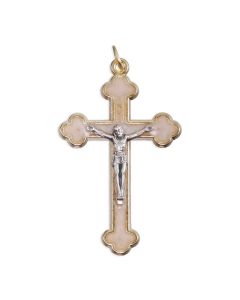 2" Gold Crucifix with White Pearl Epoxy