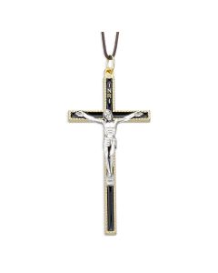 3 1/2" Gold Tone Crucifix with Black Epoxy Inlay