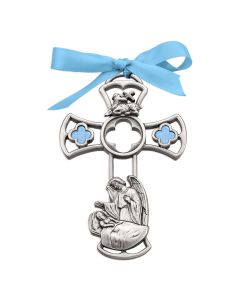 Guardian Angel with Boy Genuine Pewter Cross