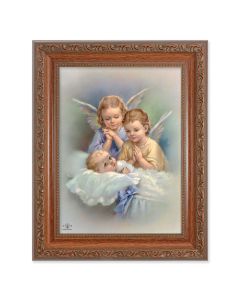 8.25" x 10.25" Ornate Wood Frame with a 6" x 8" Guardian Angels Print