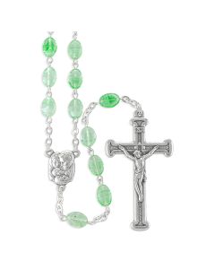 Oval Mint Glass Bead Rosary
