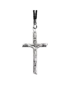 2" Crucifix on a Black Cord