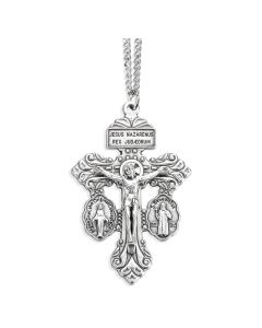 2" Silver Oxidized Crucifix on 24" Stainless Steel Chain