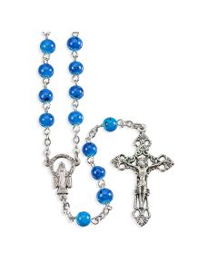 Blue Speckled Glass Bead Rosary