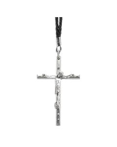 2" Slim Line Crucifix on a Black Cord