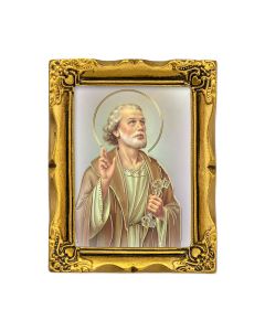 3" x 2" Antique Gold Frame with Saint Peter Print-P65