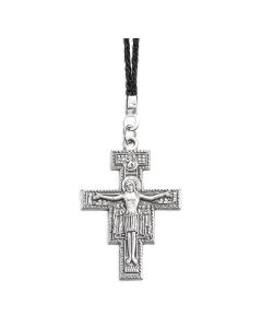 2" San Damiano Crucifix on a Black Cord