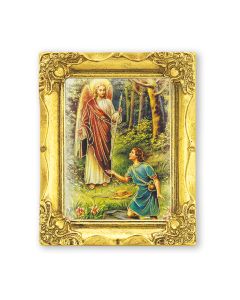 3" x 2" Antique Gold Frame with Saint Raphael Print-P65