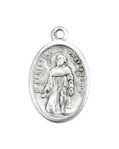 1" Oval Antiqued Silver Oxidized Saint Peregrine and Mater Dolorosa Medal