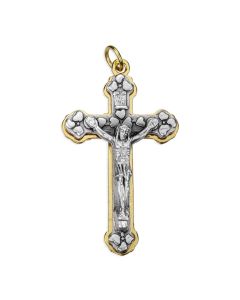 Gold and Silver Finish Stepped Up Crucifix 4.9cm (2 inch)