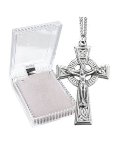 2" Celtic Silver Oxidized Crucifix on a 24" Chain
