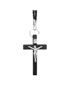 Wood Crucifix on a Black Cord