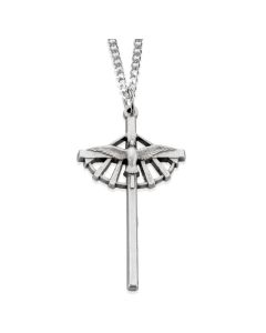 1.5 inch Silver Oxidized Confirmation Cross on 18" Chain. Boxed.
