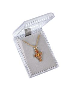 15/16" Gold Finished San Damiano Cross on 18" Chain, Boxed