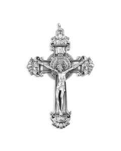 3 3/8" Antiqued Silver Oxidized St. Benedict Crucifix