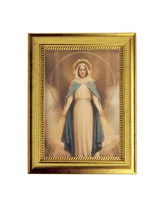 6 3/4" X 8 3/4" Gold Leaf Finish Frame with 5" X 7" Miraculous Mary Textured Art