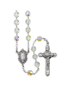 Crystal Aurora Borealis Bead Rosary, Boxed