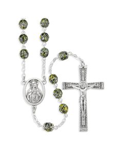 Black and Yellow Metallic Glass Fire Polished Bead Rosary