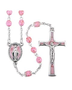 Pink Granite Glass Bead Rosary