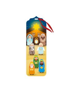 6" Nativity Scene Wooden Bookmark with Ribbon Tassle (Sold in increments of 5)
