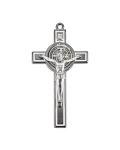 3" Saint Benedict Crucifix in Gun Metal and Silver Oxidized Highlights