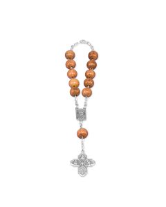 One Decade Olive Wood Bead Rosary