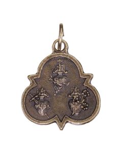 Three Hearts Medal with Prayer on Reverse Side - Bronze