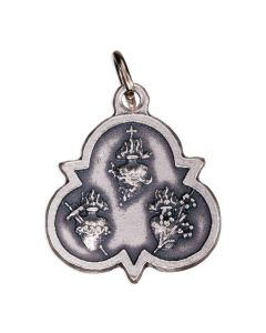 Three Hearts Medal with Prayer on Reverse Side - Silver