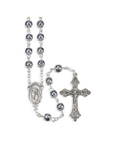 5mm Hematite Imitation Pearl Glass Bead Rosary