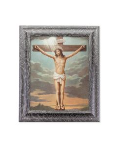 10 1/2" x 12 1/2" Grey Oak Finish Frame with an 8" x 10" The Crucifixion Print