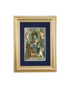 5 1/4" x 6 3/4" Gold Leaf Frame-Navy Blue Matte with a 2 1/2" x 3 3/4" Madonna Print
