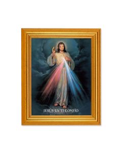 10" x 12" Gold Leaf Finish Beveled Frame with 8" x 10" Divine Mercy (Spanish) Textured Art