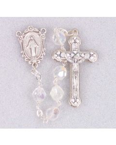 7mm Crystal Aurora Borealis Rosary with Deluxe Centerpiece and Crucifix