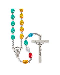 6mm Oval Multicolor Bead Mission Rosary