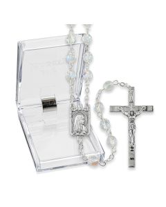 Faceted Crystal Glass Bead Rosary, Boxed